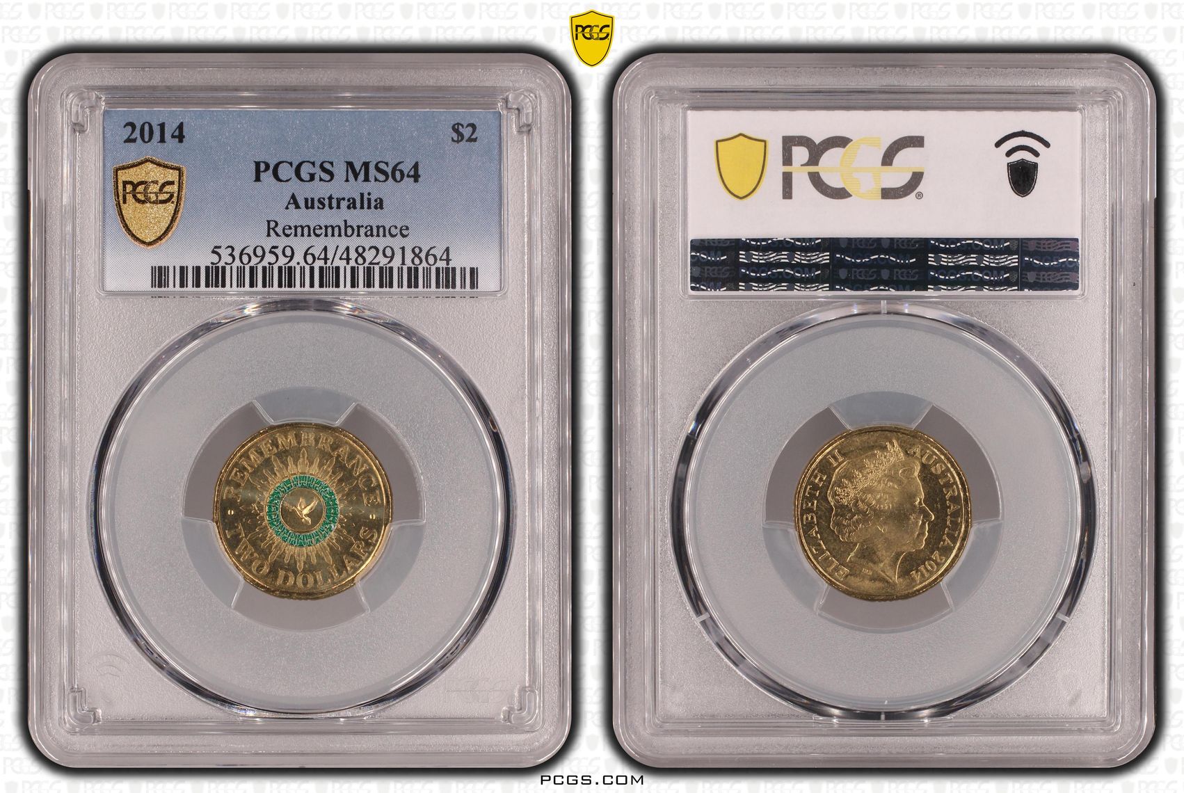 Elizabeth II, Remembrance - Colorized, Two Dollar, 2014, PCGS MS64