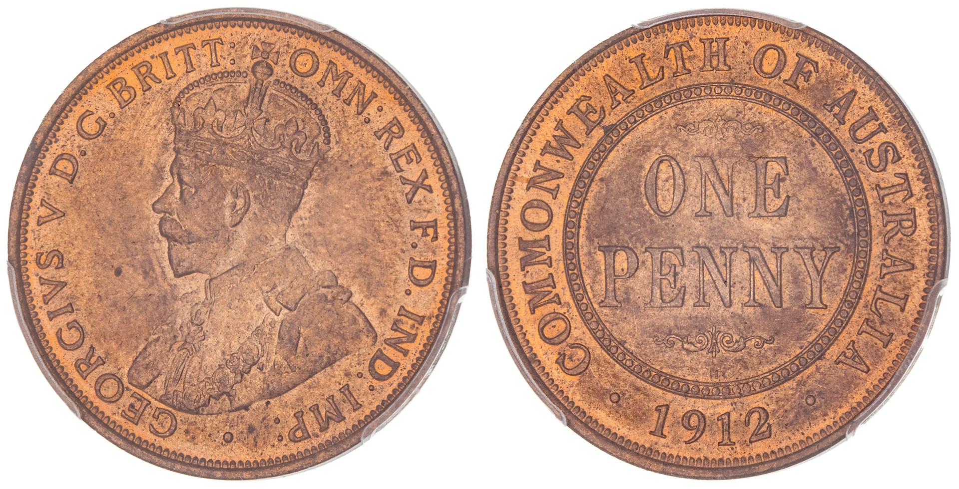 George V, Penny, 1912-H, PCGS MS 64RB