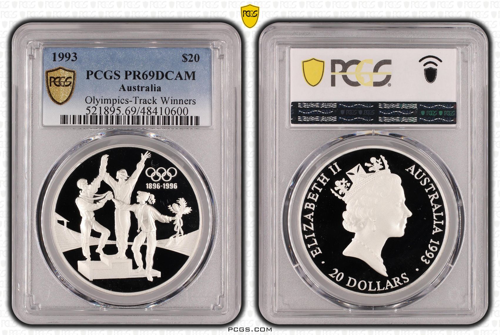 Elizabeth II, Olyimpics-Track Winners , Twenty Dollar, 1993, PCGS PR69DCAM