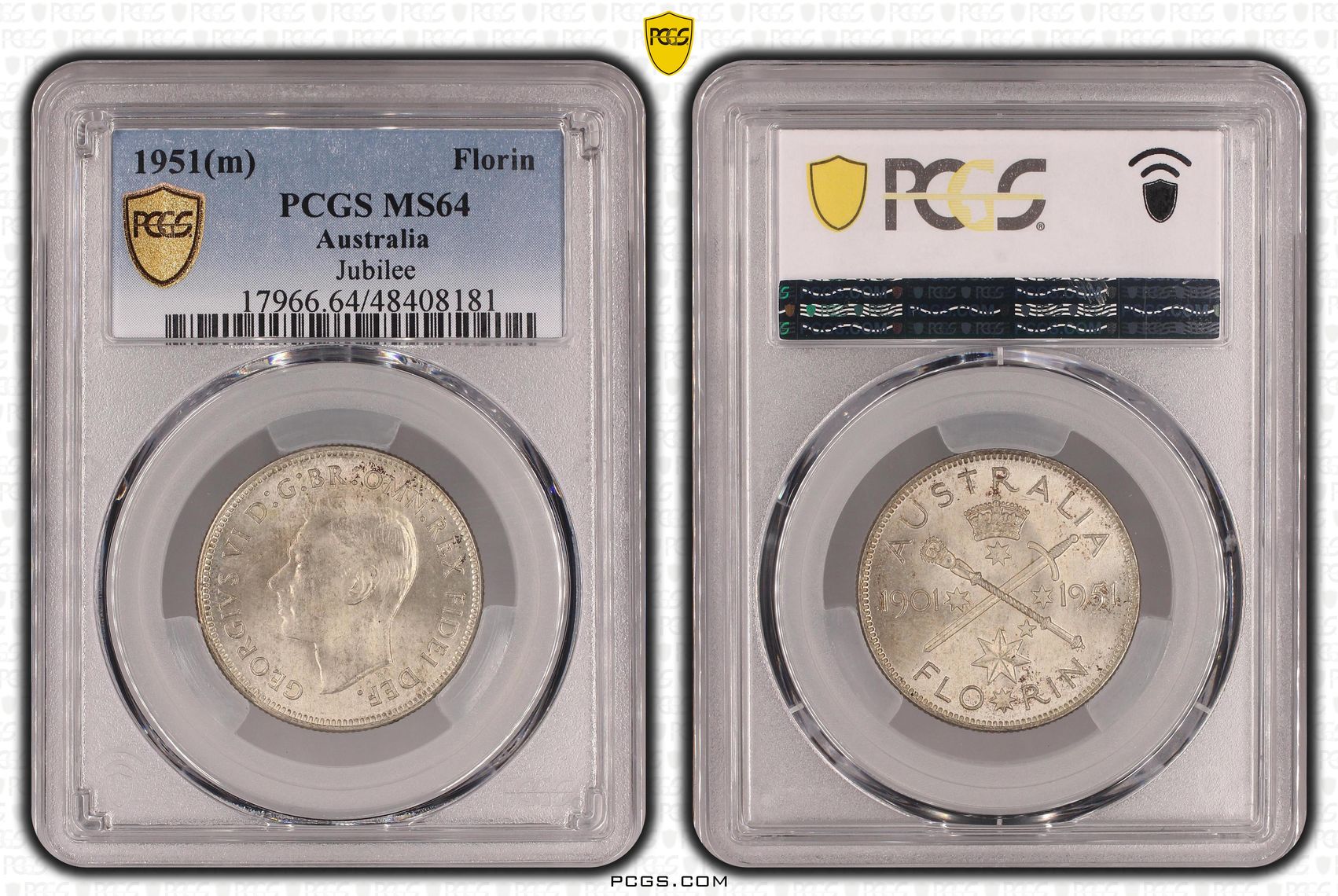George VI, Jubilee, Florin, 1951(m), PCGS MS64