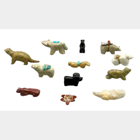 Group Of Twelve Hand Carved Zuni Fetishes