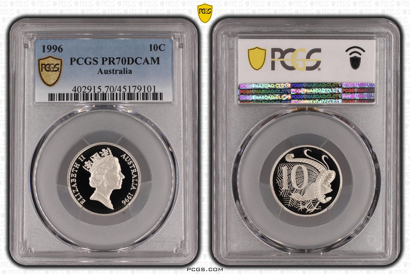 Elizabeth II, Ten Cent, 1996, PCGS PR 70DCAM