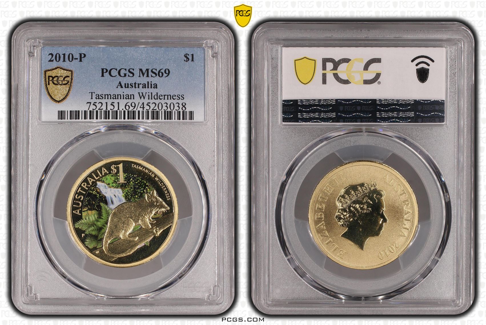 2010-P Australia One Dollar, $1 Tasmanian Wilderness PCGS - MS69 POP 4/0 -038