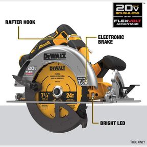 DEWALT DCS573B 20V MAX* 7-1/4 IN. BRUSHLESS CORDLESS CIRCULAR SAW WITH FLEXVOLT ADVANTAGE™ (TOOL ONLY)
