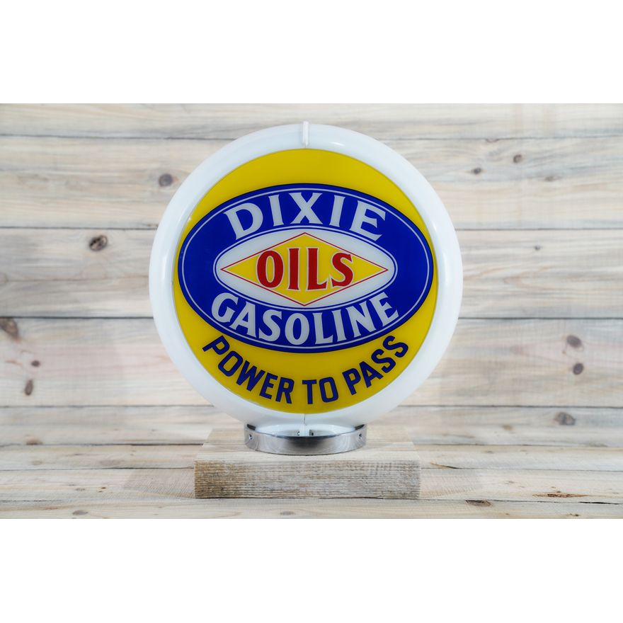 Dixie Oils Gasoline "Power to Pass" Globe & 13.5" Lenses TAC 9