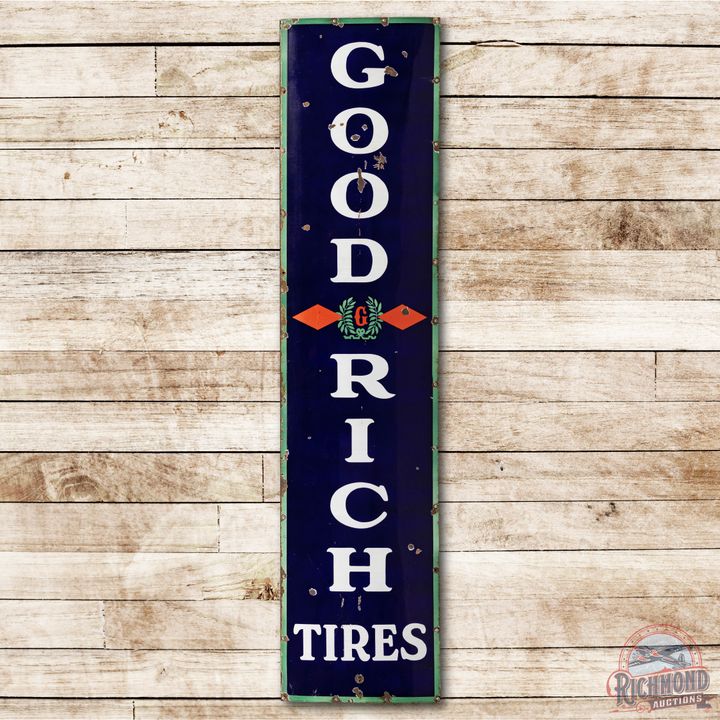 8' Goodrich Tires Vertical Porcelain Sign