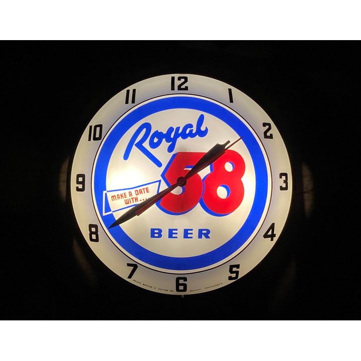 Royal 58 Beer "Mark & Dated With" Double Bubble Clock