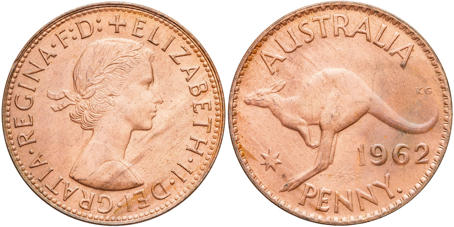 Elizabeth II, Penny, 1962-Y., UNC - GEM
