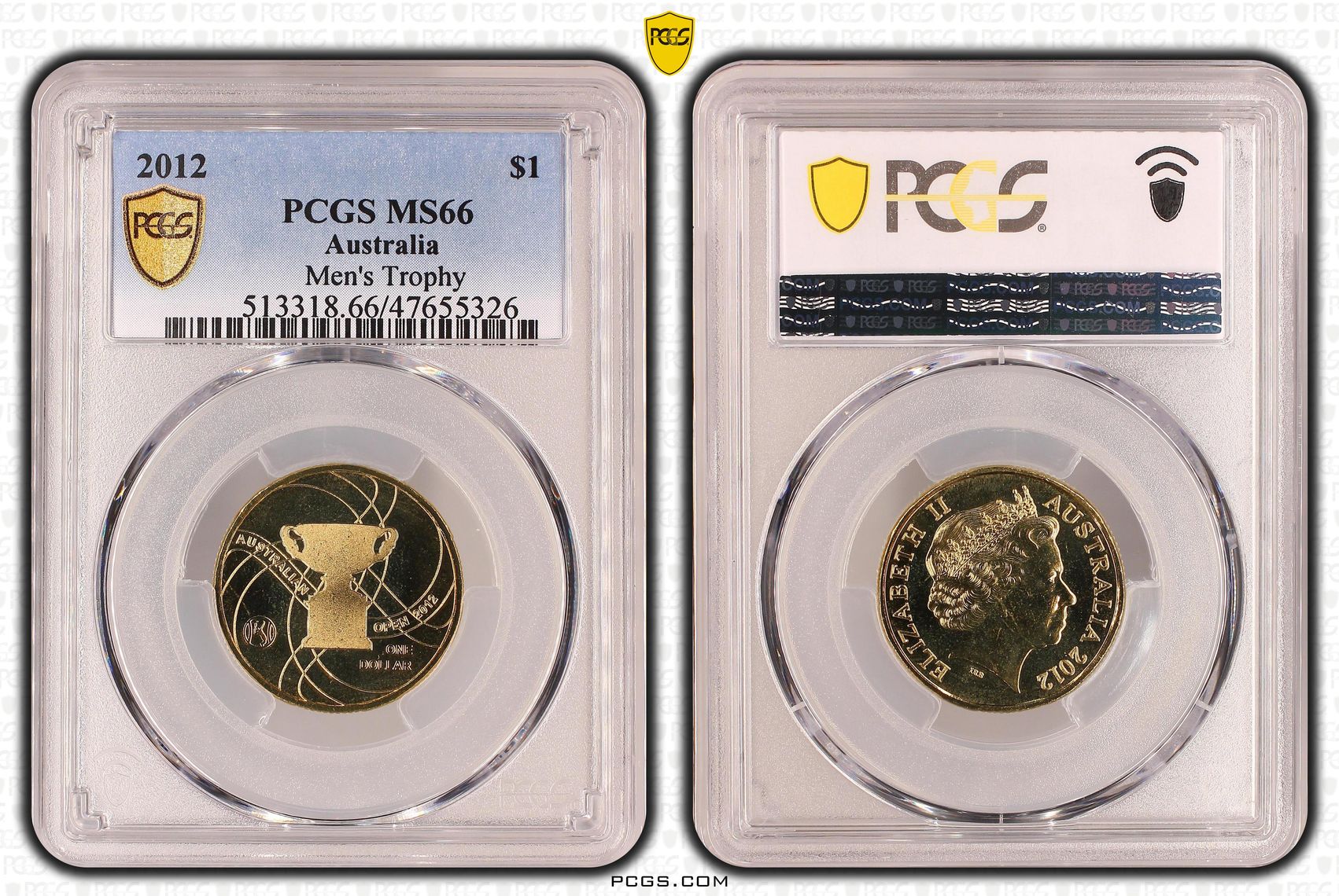 Men's Trophy, One Dollar, 2012, PCGS MS 66