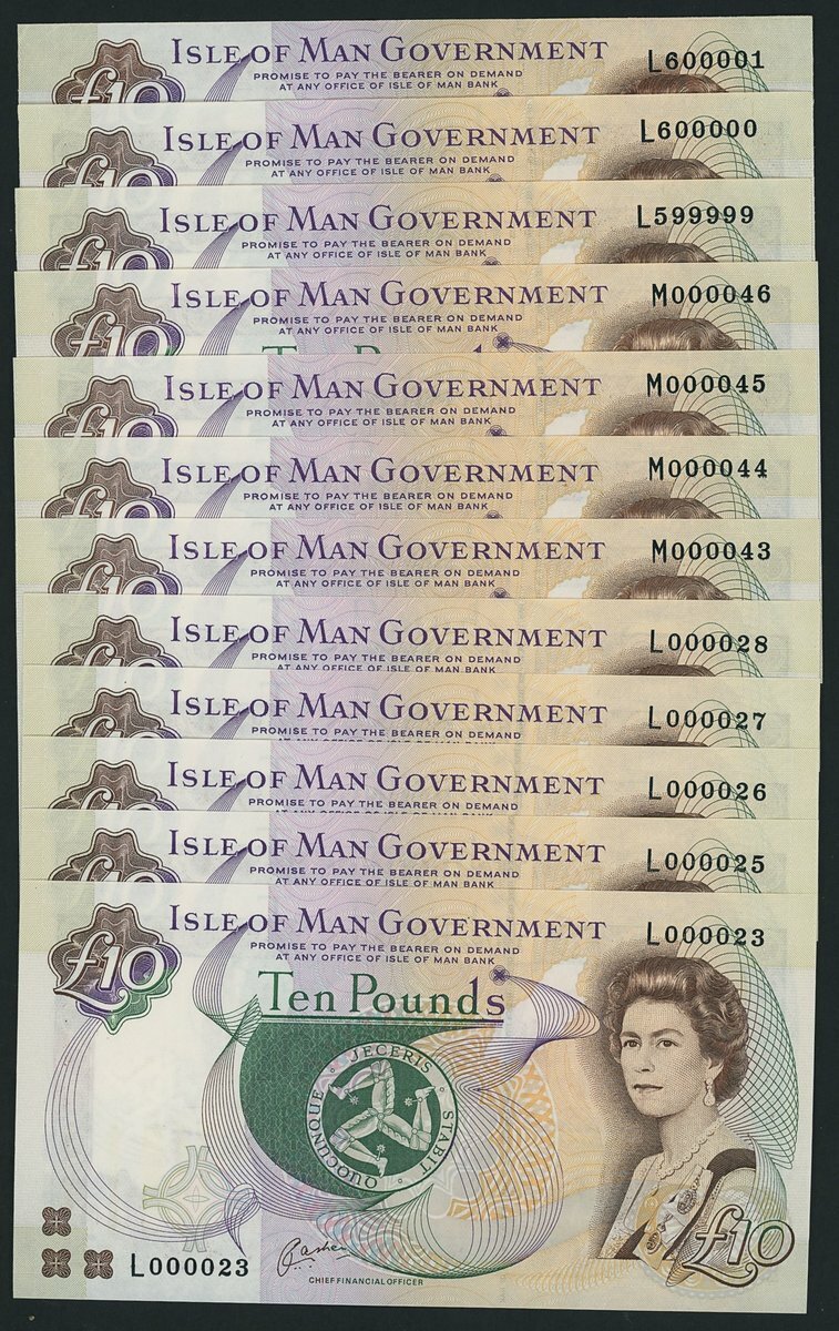 Isle of Man Government, [12 notes] £10, ND (2001-02), low consecutive ...