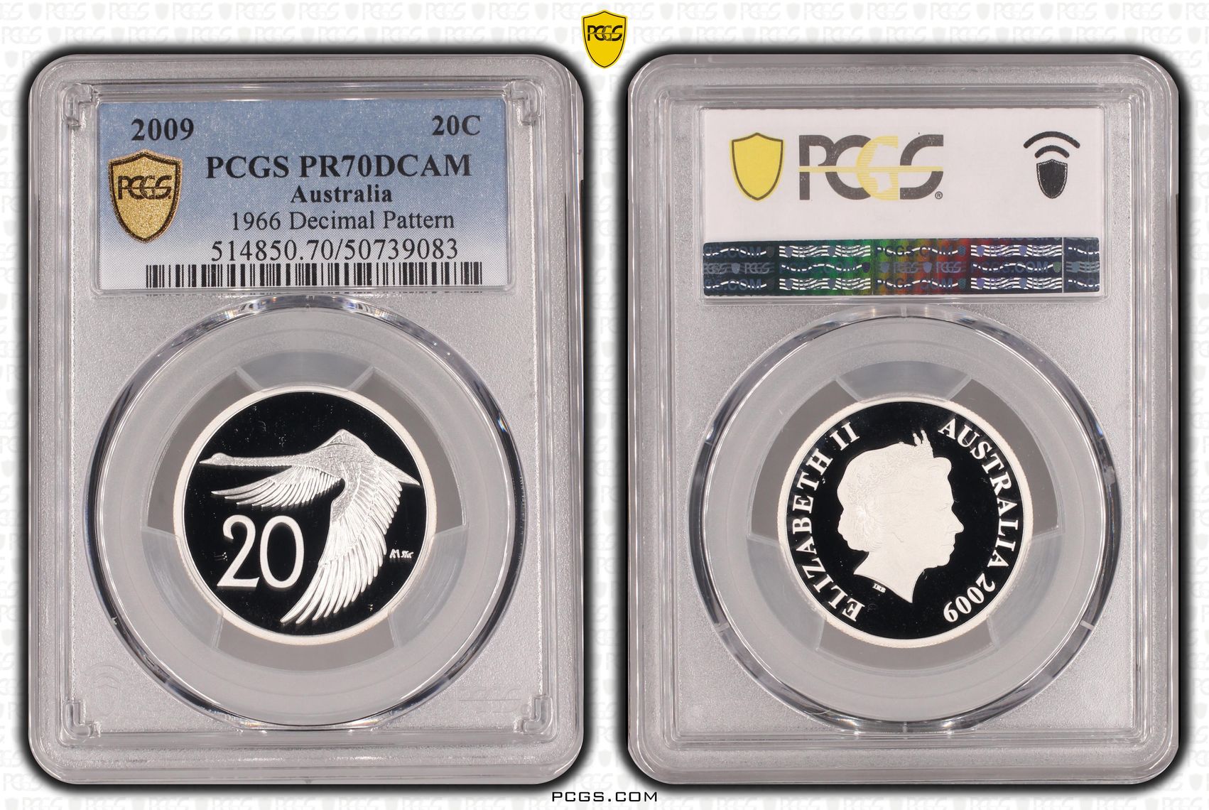 1966 Decimal Pattern POP 6/0, Twenty Cent, 2009, PCGS PR70DCAM