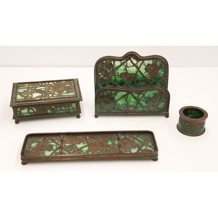 4pc Tiffany Studios ''Grapevine'' Desk Set