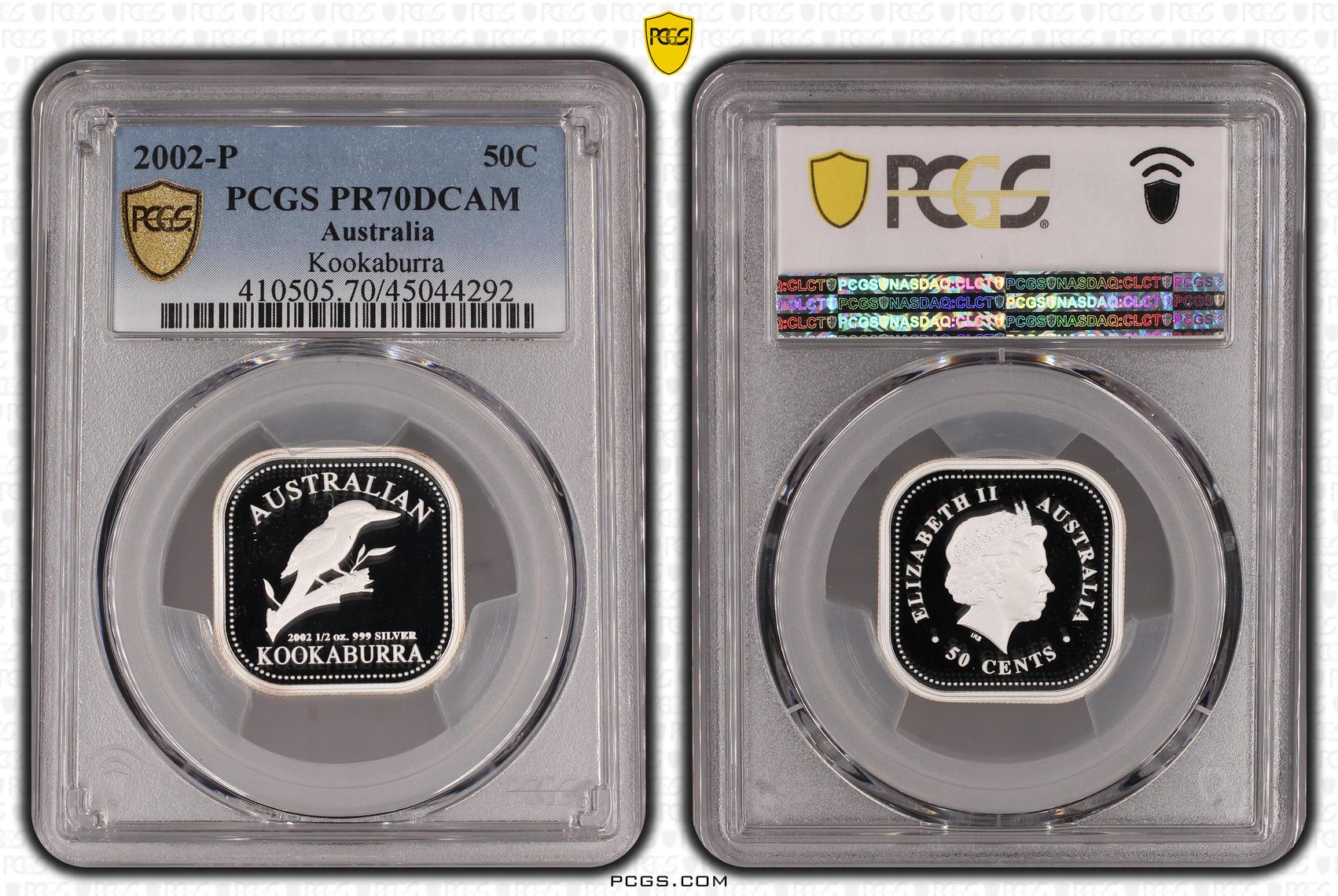 2002-P Australia Fifty Cent, 50c Silver Proof Kookaburra PCGS - PR70DCAM POP 3/0 -292