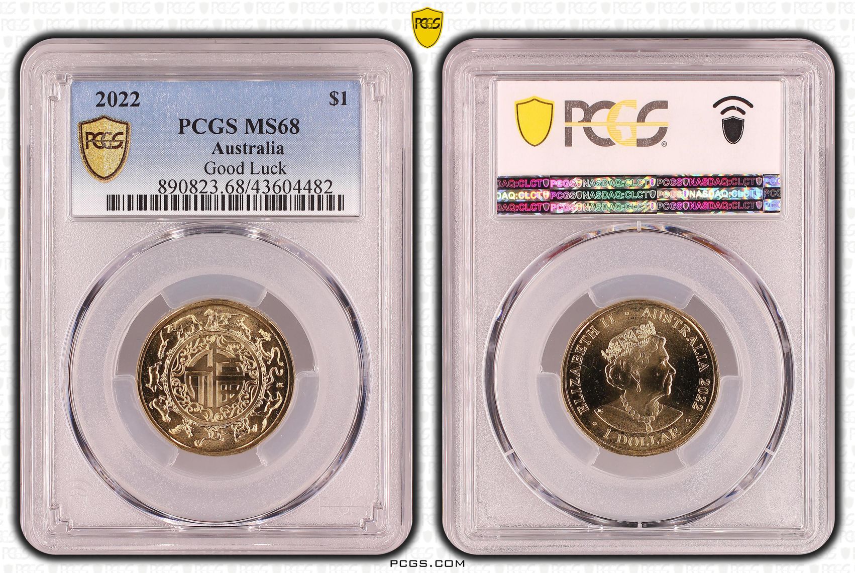 245 · 2022 Australia One Dollar, $1 Good Luck PCGS - MS68 -482