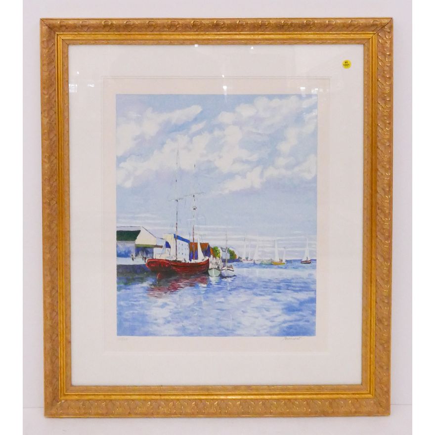 Andre Bardet 'Fin Day Journe' S/N Serigraph Gallery Framed- 34x30''