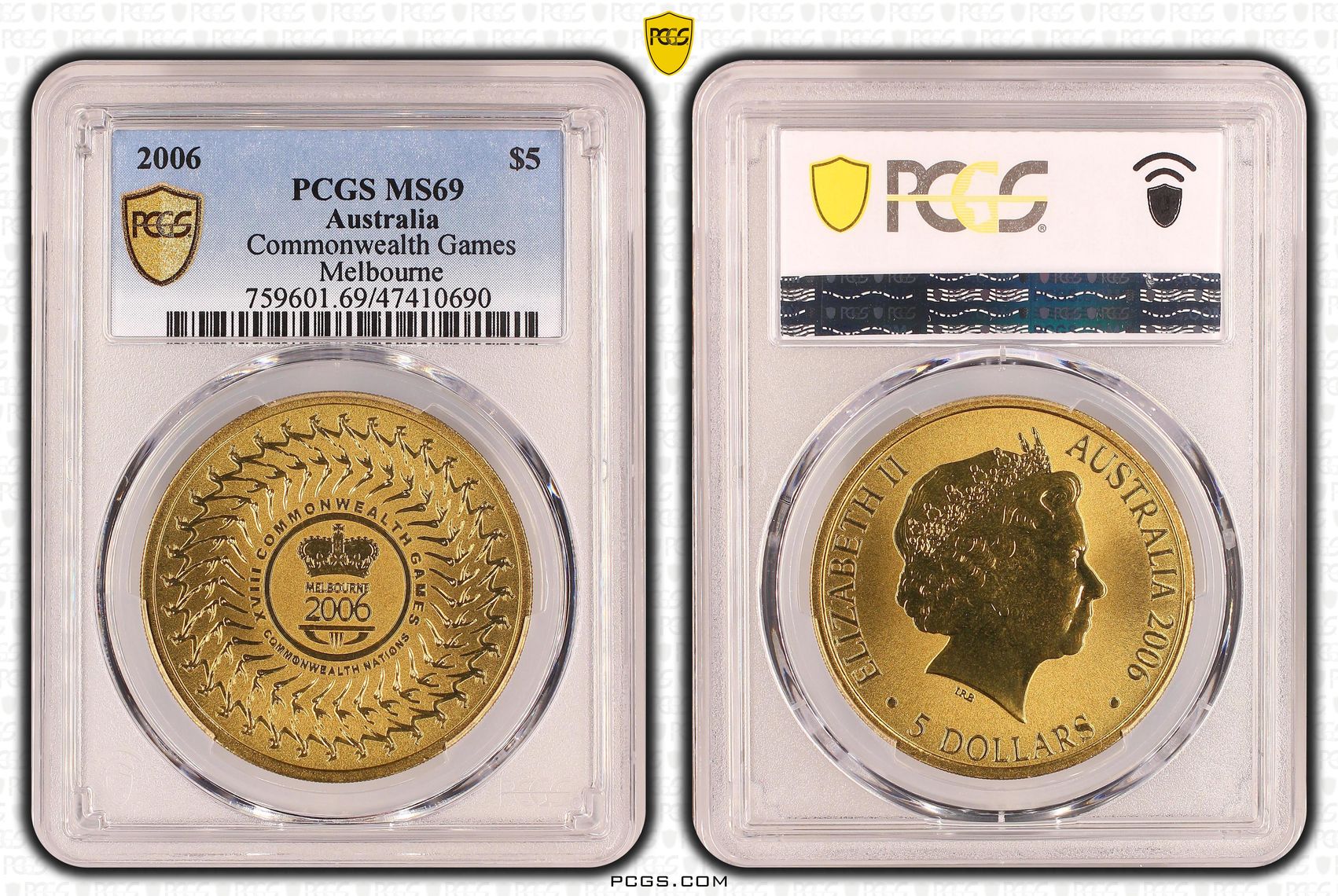 Elizabeth II, Commonwealth Games - Melbourne, Five Dollar, 2006, PCGS MS69