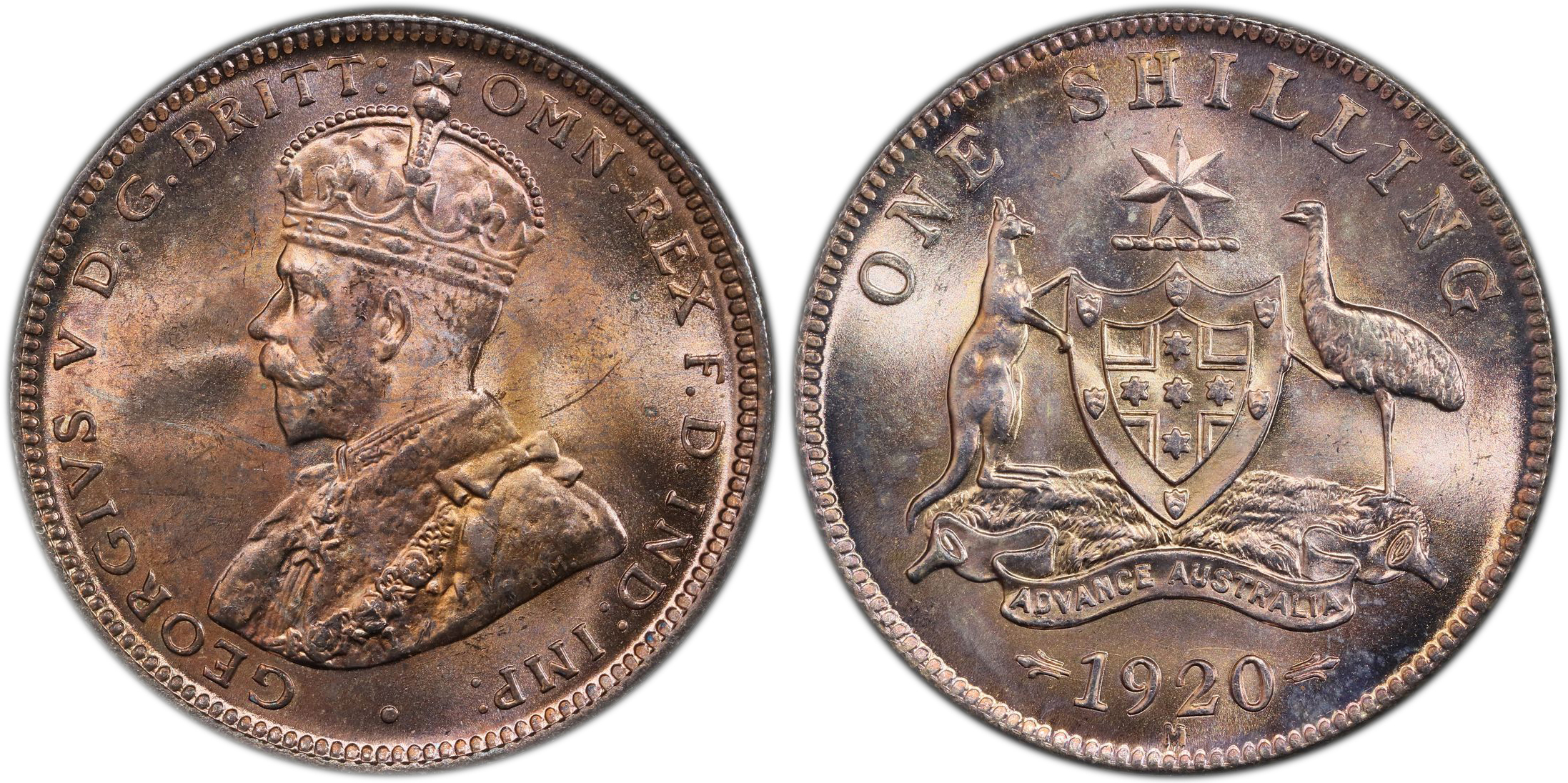 George V, , Shilling, 1920-M, PCGS MS64