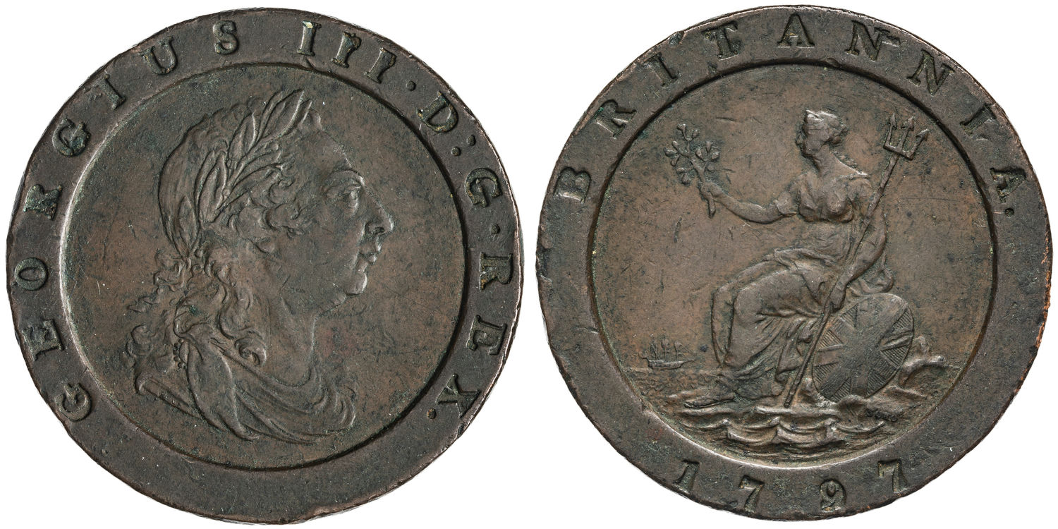 Great Britain, George III, Cartwheel, Two Pence, 1797, VF