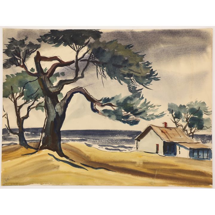 Jule Kullberg ''Coastal Landscape'' Watercolor on Paper 18''x24''
