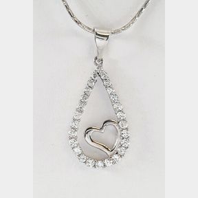 9CTWHITE GOLD INNER HEART PENDANT WITH CUBICS - 51929/3502