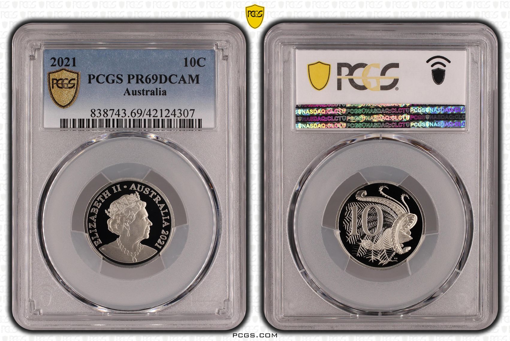 Elizabeth II, Ten Cent, 2021, PCGS PR69DCAM