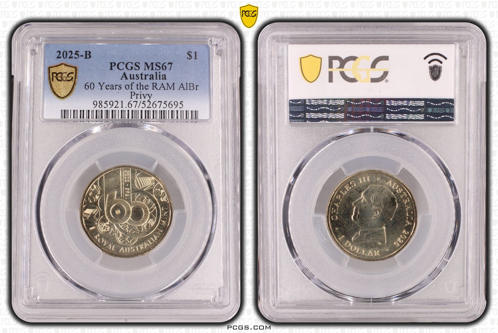 60 Years of the RAM AlBr Privy, One Dollar, 2025-B, PCGS MS67