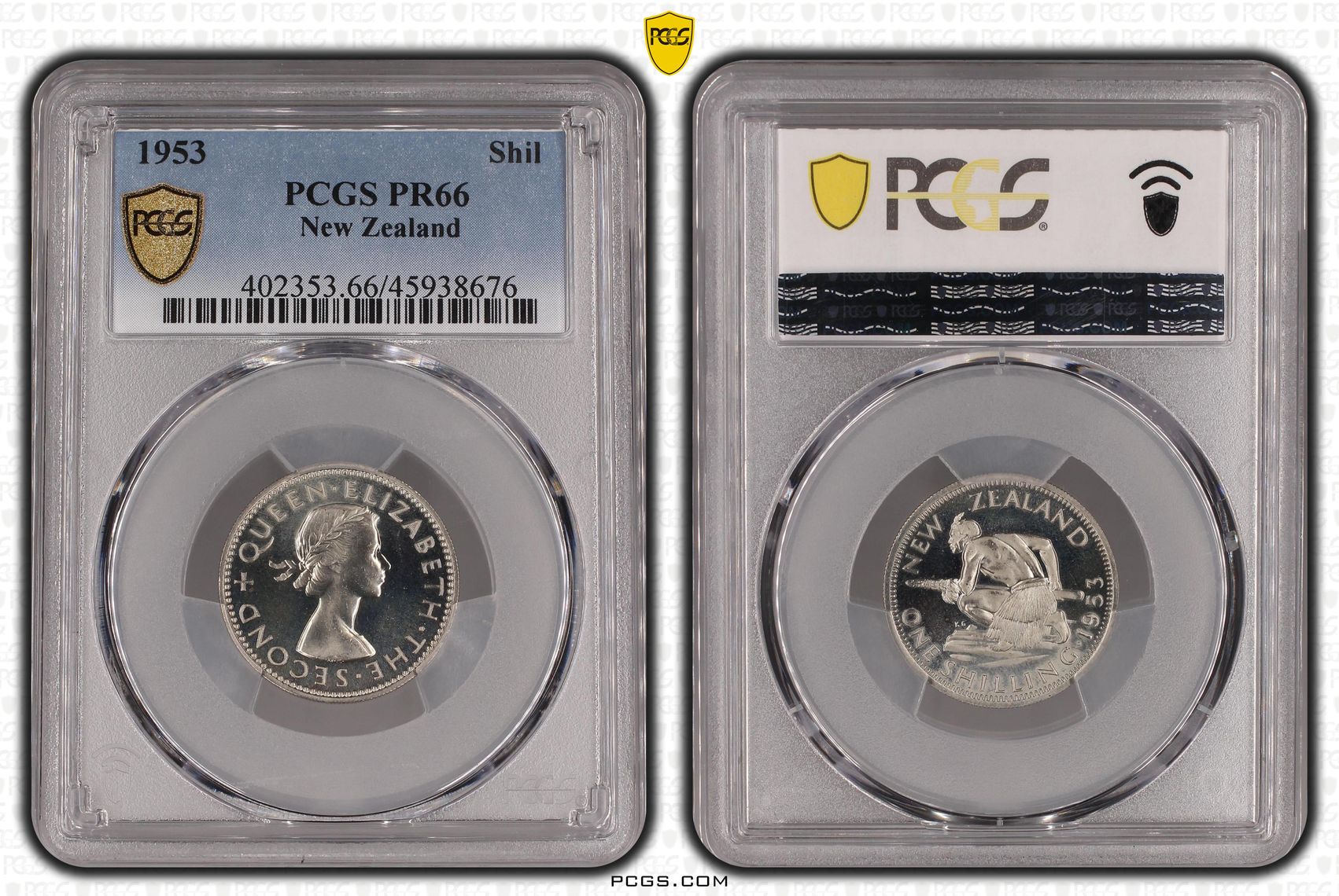 1953 New Zealand Shilling Proof PCGS - PR66 POP 12/0 -676