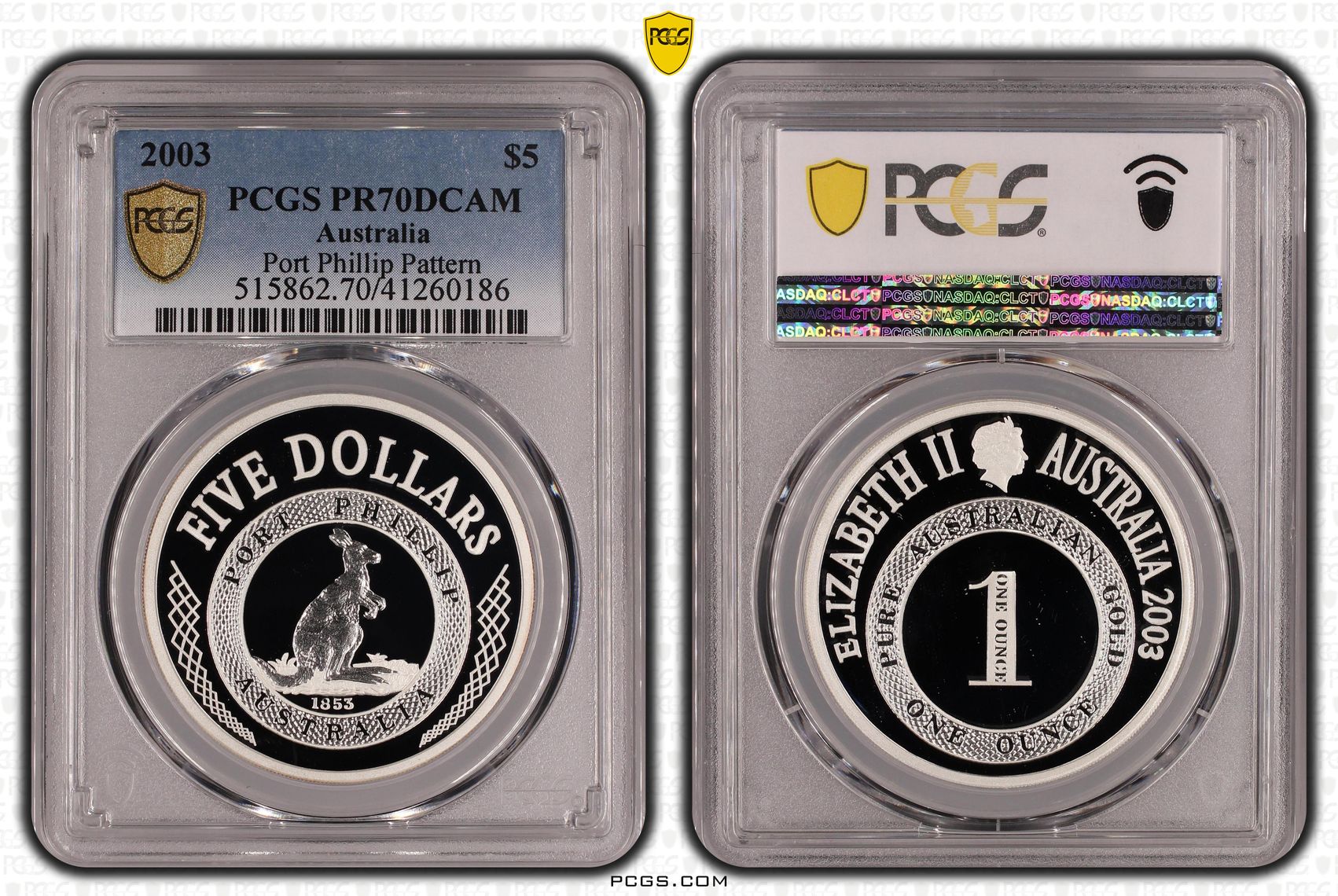 2003 Australia Five Dollar, $5 Silver Port Phillip Pattern PCGS - PR70DCAM POP 21/0 -186