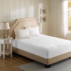 80.0 IN. L X 39.0 IN. W X 0.8 IN. H BEAUTYREST COTTON BLEND HEATED MATTRESS PAD - WHITE - CAL KING