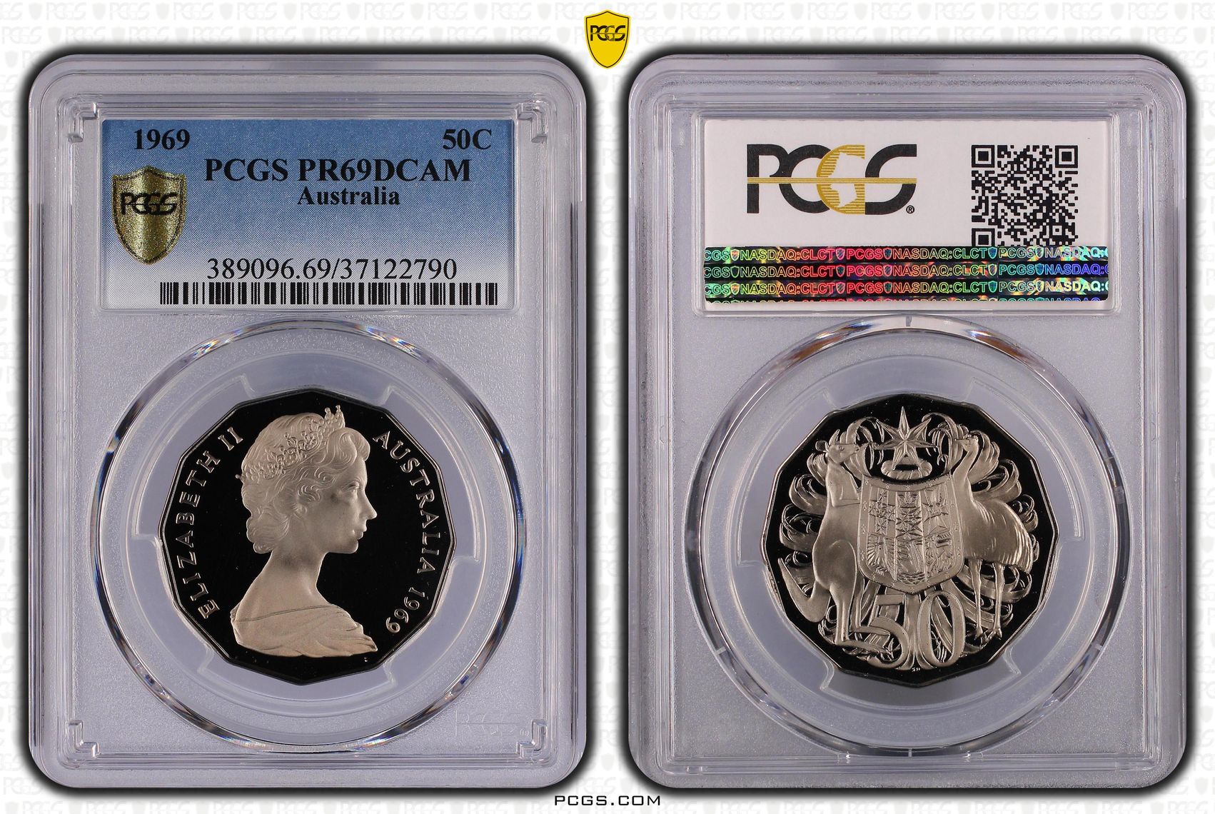 252 · 1969 Australia Fifty Cent, 50c PCGS - PR69DCAM -790