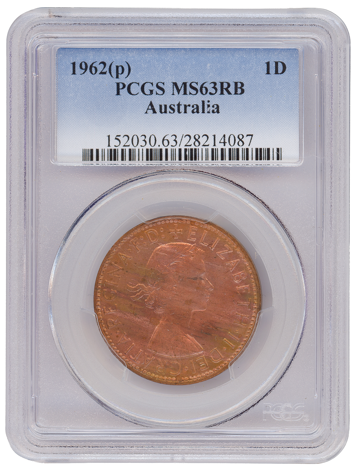 Elizabeth II, Penny, 1962 Y., PCGS MS63RB