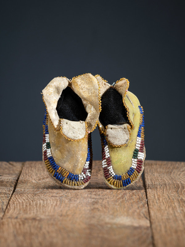 Apache Infant's Beaded Hide Moccasins