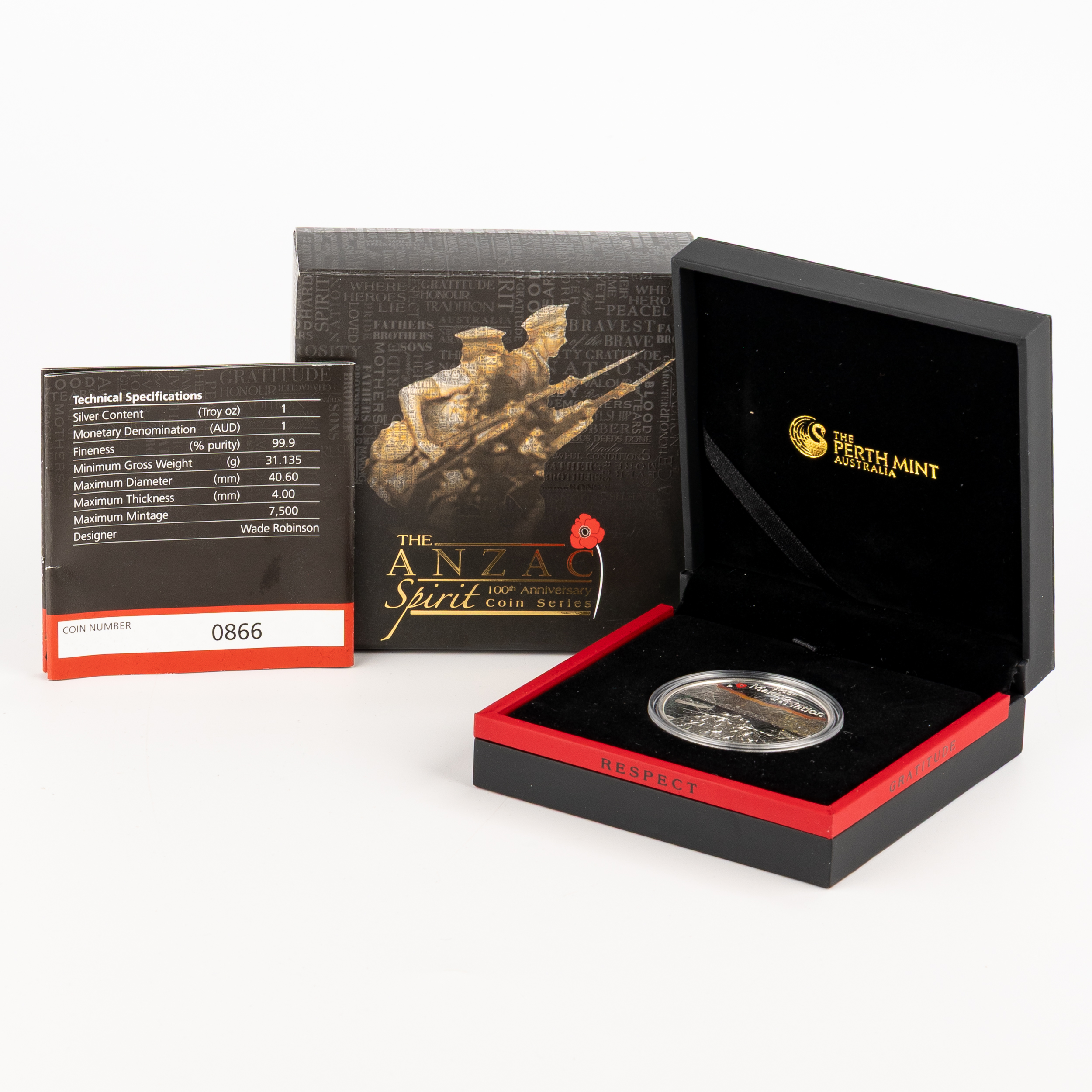 Elizabeth II, Perth Mint - The ANZAC Spirit 100TH Anniversary, One Dollar, 2015-P, FDC