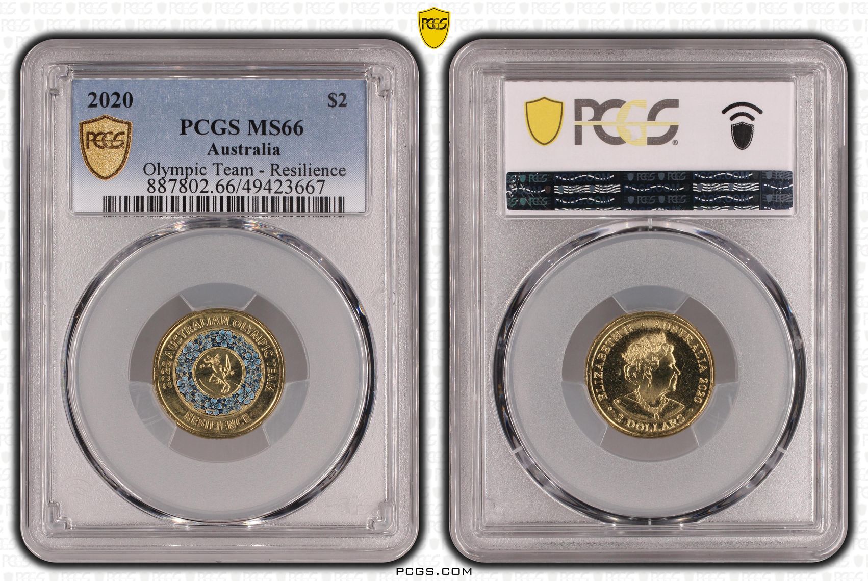 459 · Olympic Team - Resilience , Two Dollar, 2020, PCGS MS66