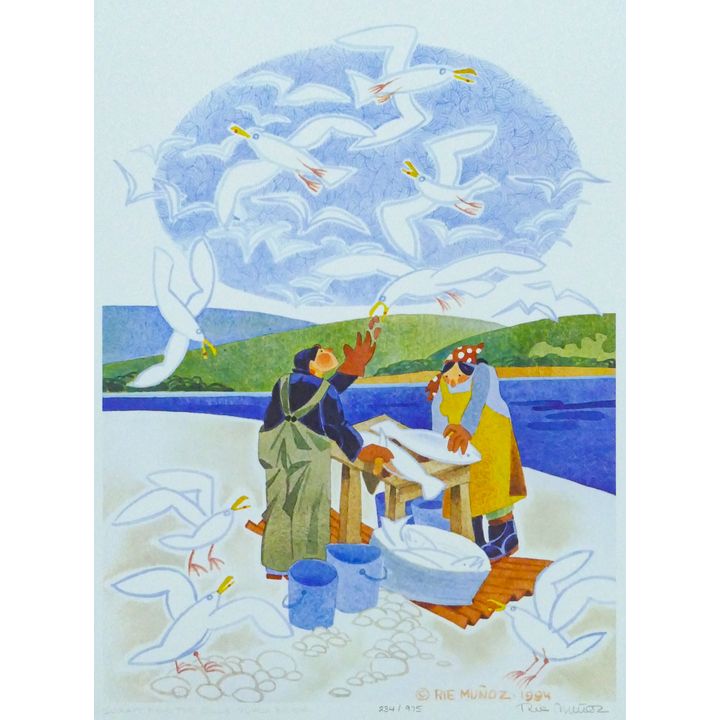Rie Munoz ''Scraps For The Gulls - Yukon River'' 1994