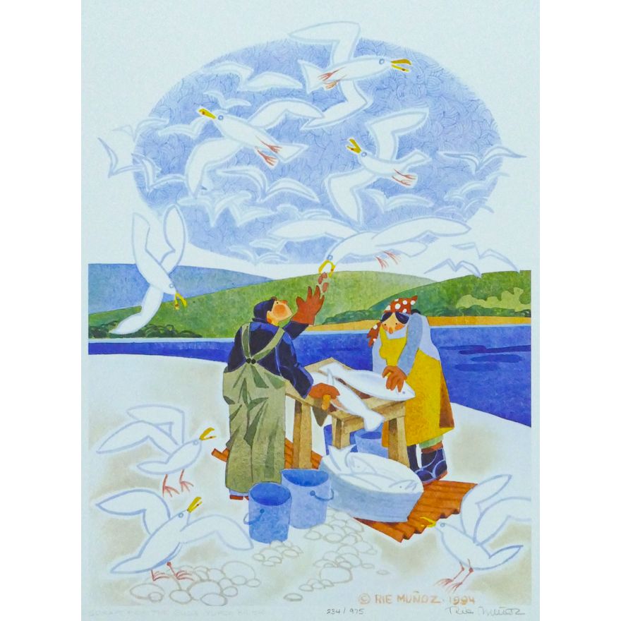 Rie Munoz ''Scraps For The Gulls - Yukon River'' 1994