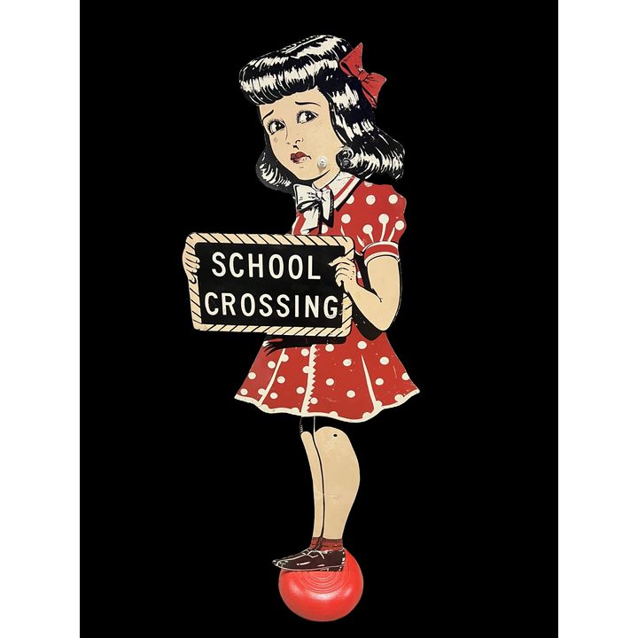 School Crossing Metal Curb Sign