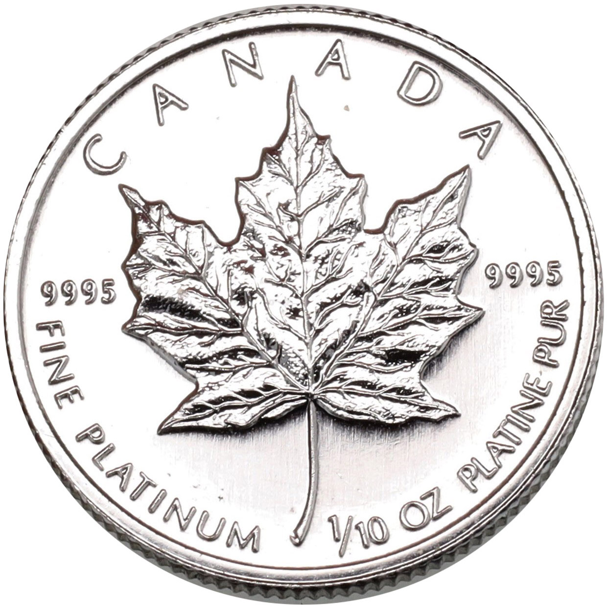カナダ 1988年 ５ドル 1/10オンス メイプルリーフ 純プラチナ白金貨