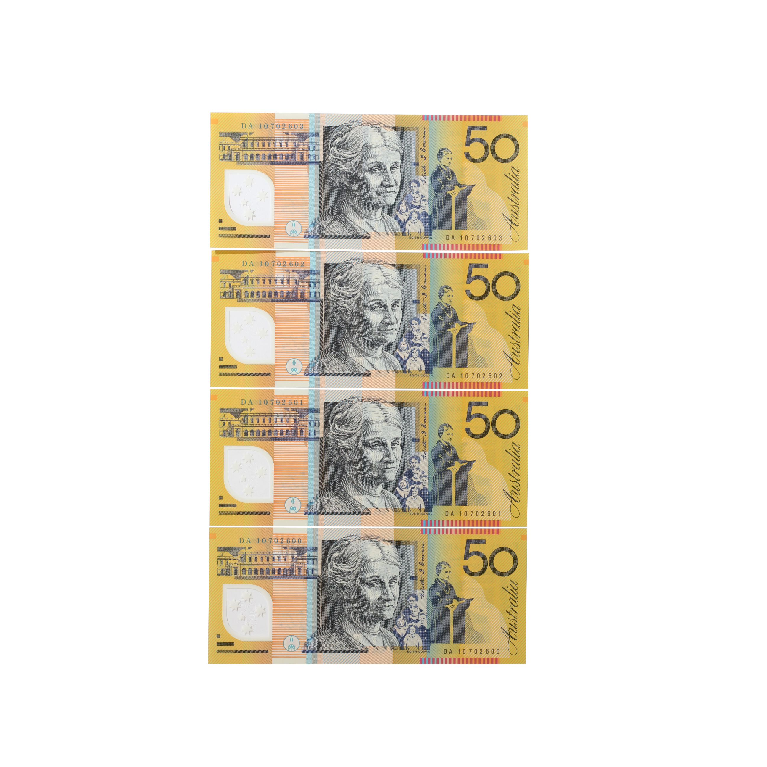2075. · Consecutive Run, Stevens/Henry, Fifty Dollars, 2010, UNC