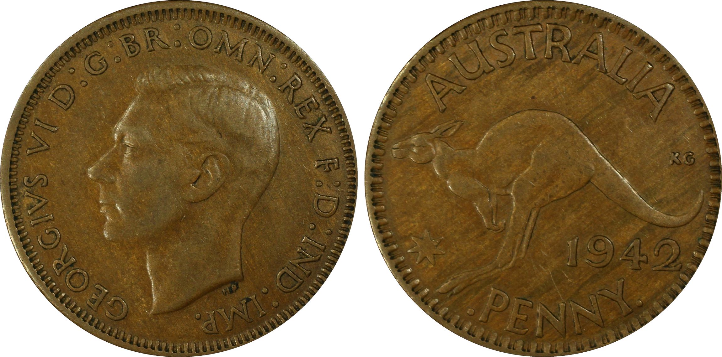 1942 Australia Penny Without I PCGS - XF45BN -544