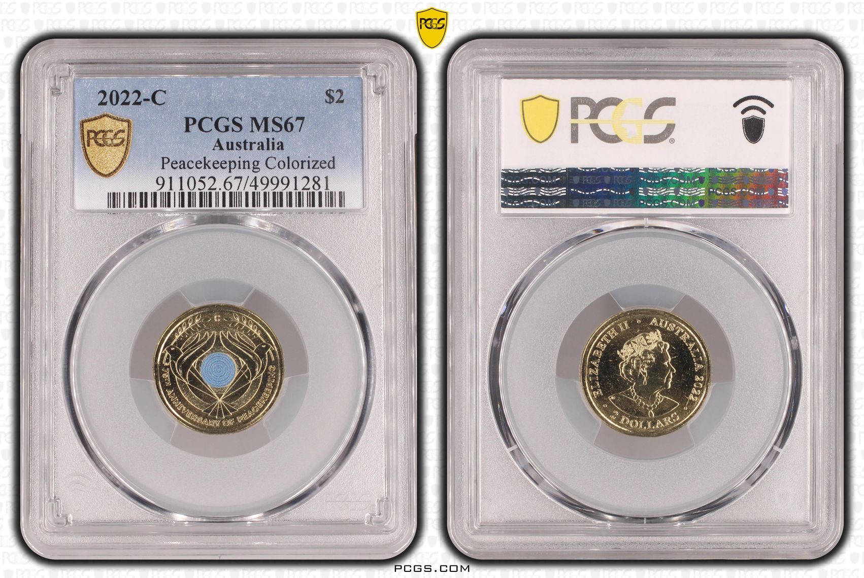 Peacekeeping Colourised, Two Dollar, 2022-C, PCGS MS67