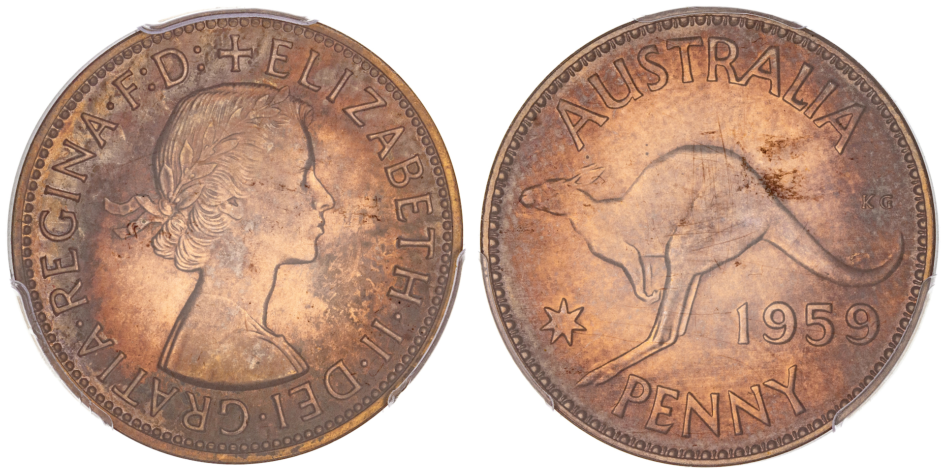 Elizabeth II, Penny, 1959, PCGS PR 63RB