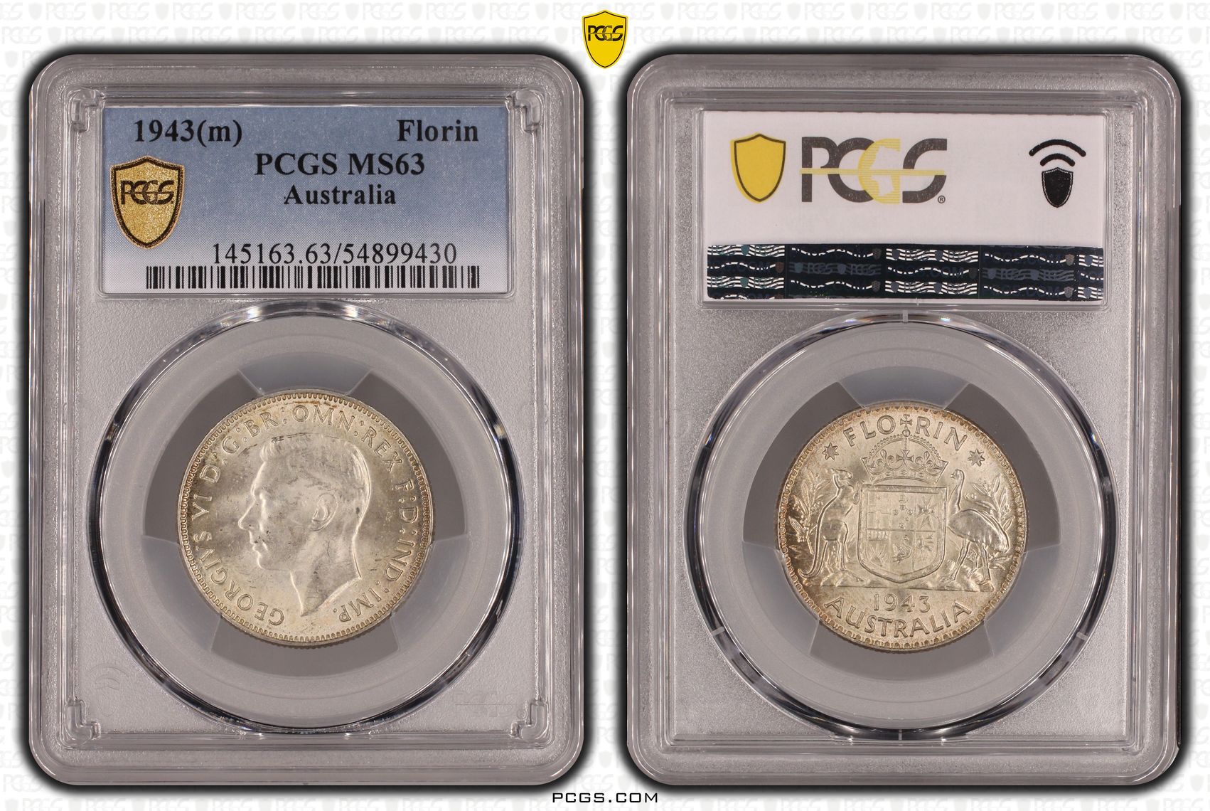 George VI, Florin, 1943(m), PCGS MS63