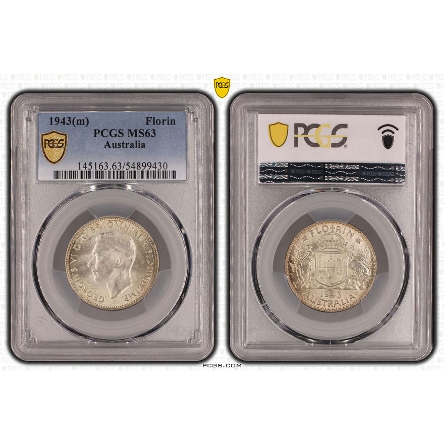 George VI, Florin, 1943(m), PCGS MS63
