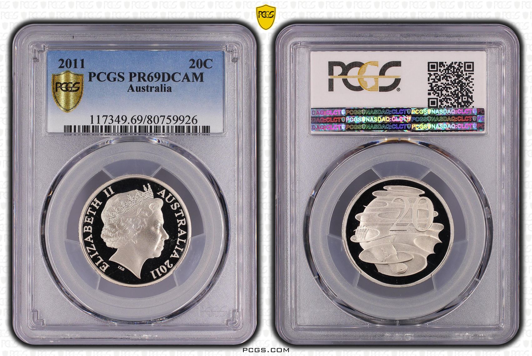 Elizabeth II, Twenty Cent, 2011, PCGS PR69DCAM