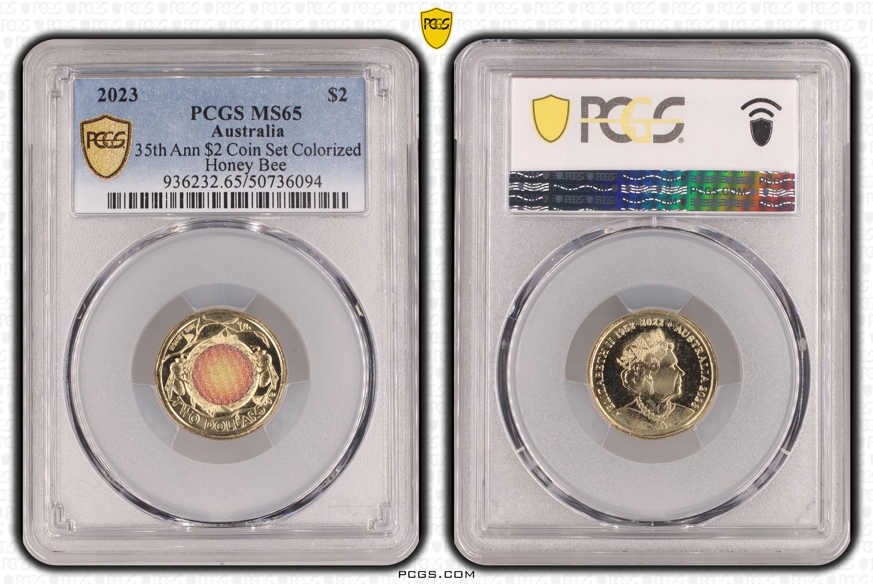 35th Ann $2 Coin Set Colorized Honey Bee , Two Dollar, 2023, PCGS MS65
