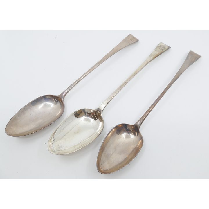 3pc English Georgian Sterling Silver Tablespoons dated 1790-1816