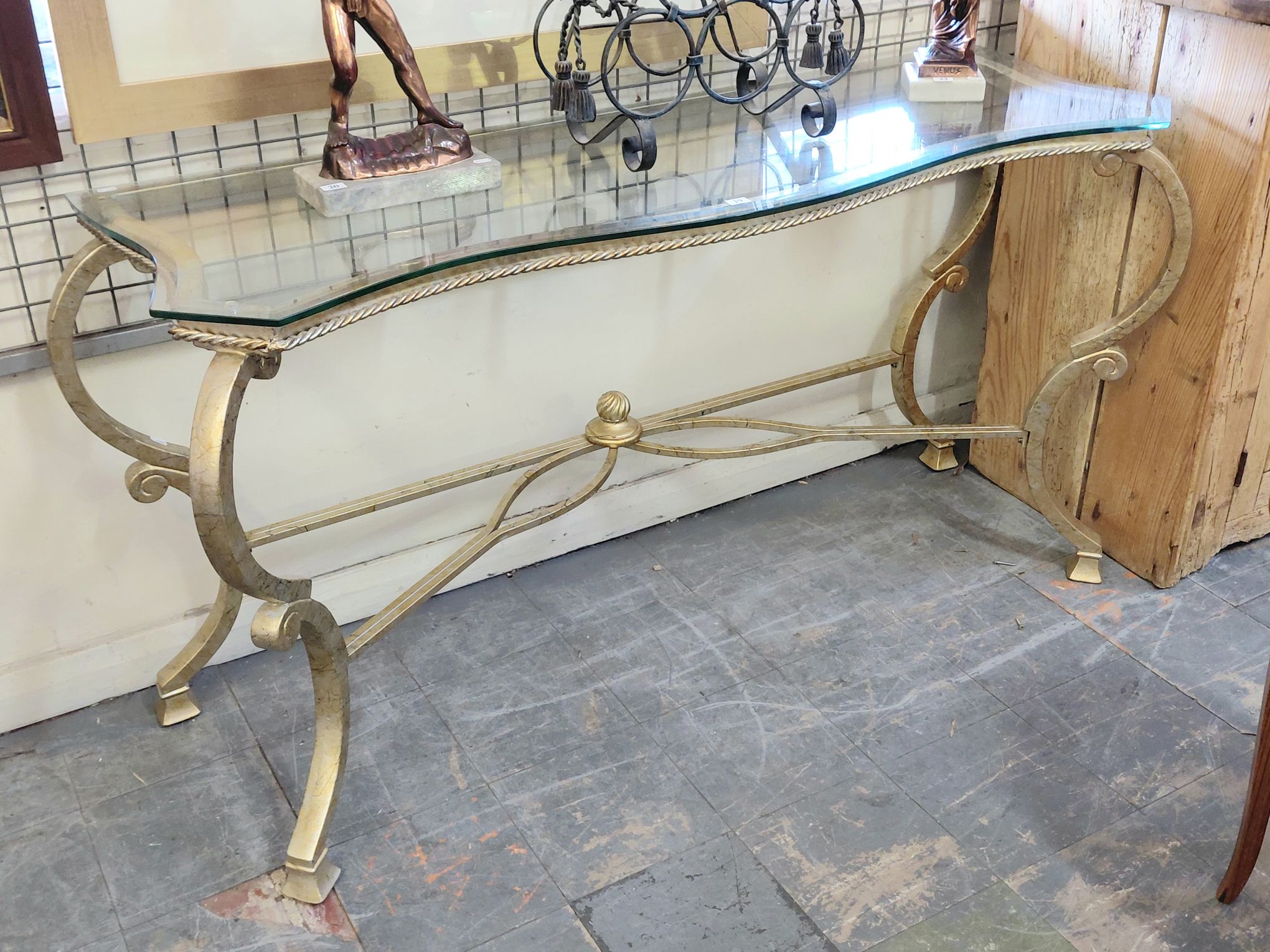 Regency Style Glass Topped Console Table