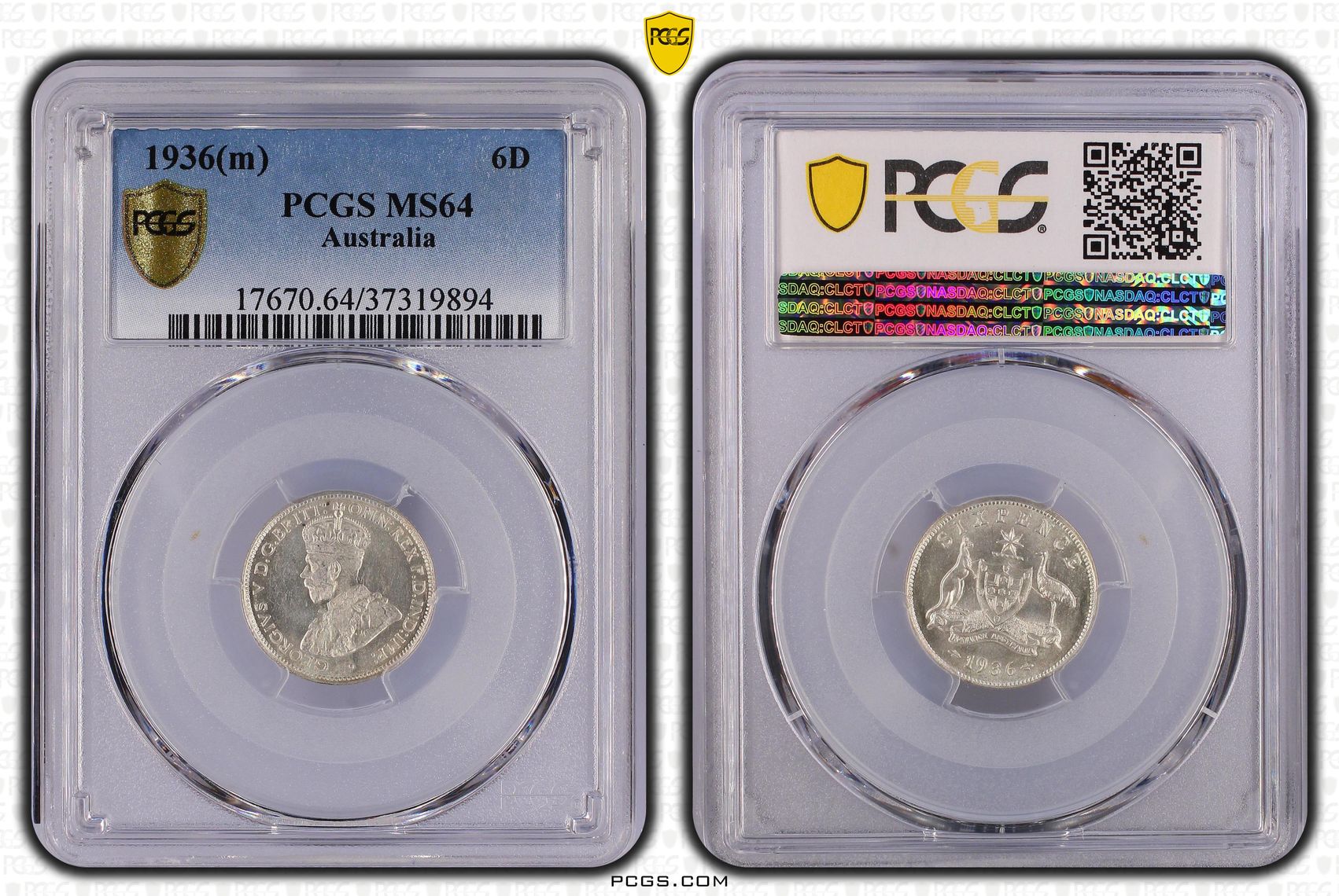 1936(m) Australia Sixpence PCGS - MS64 -894