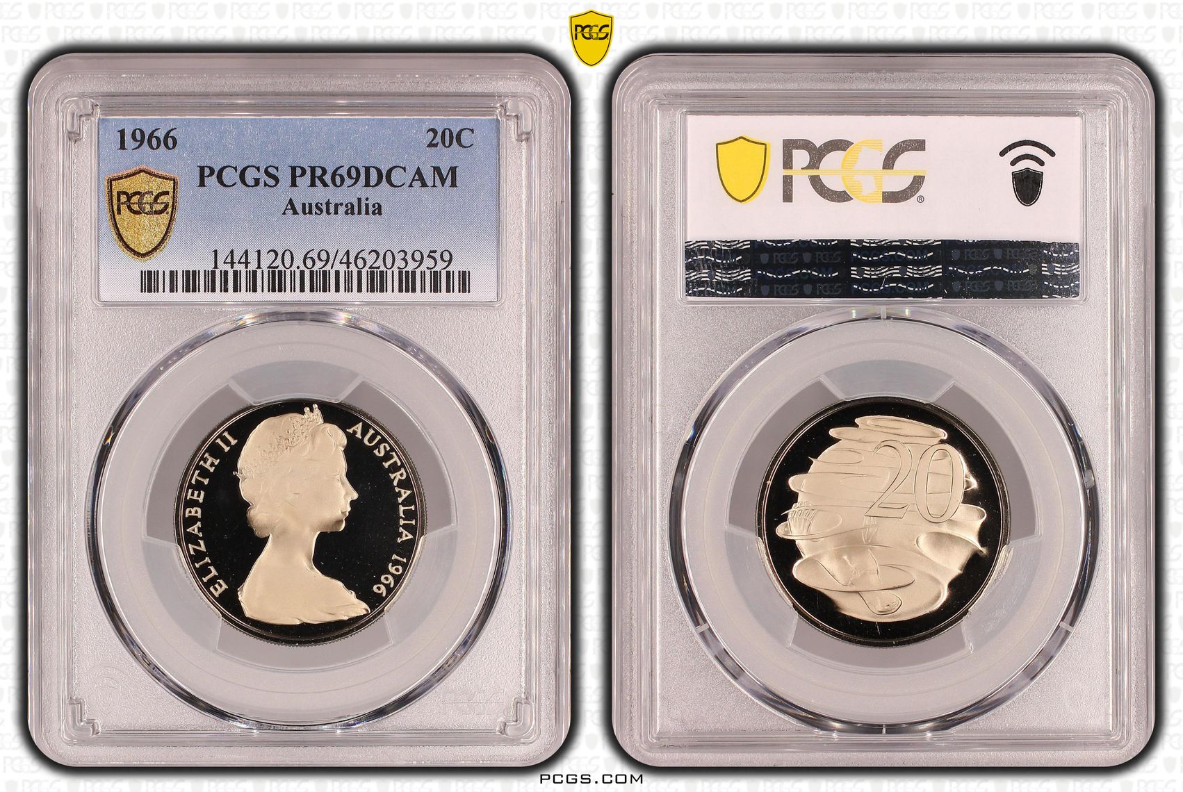 Elizabeth II, Twenty Cent, 1966, PCGS PR69DCAM